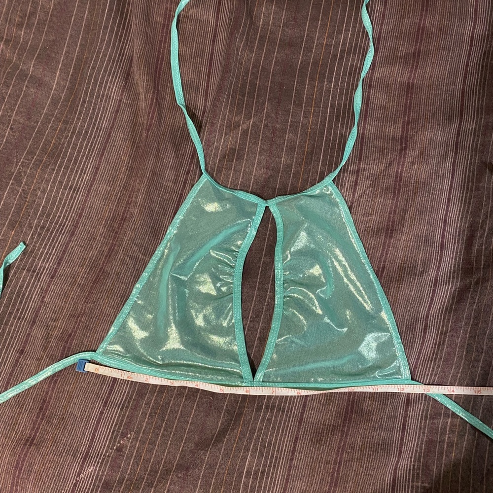 Sheer metallic mint top